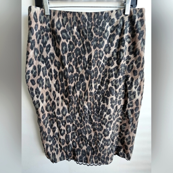 TRACY REESE - Wool Leopard Print Skirt - Picture 1 of 6